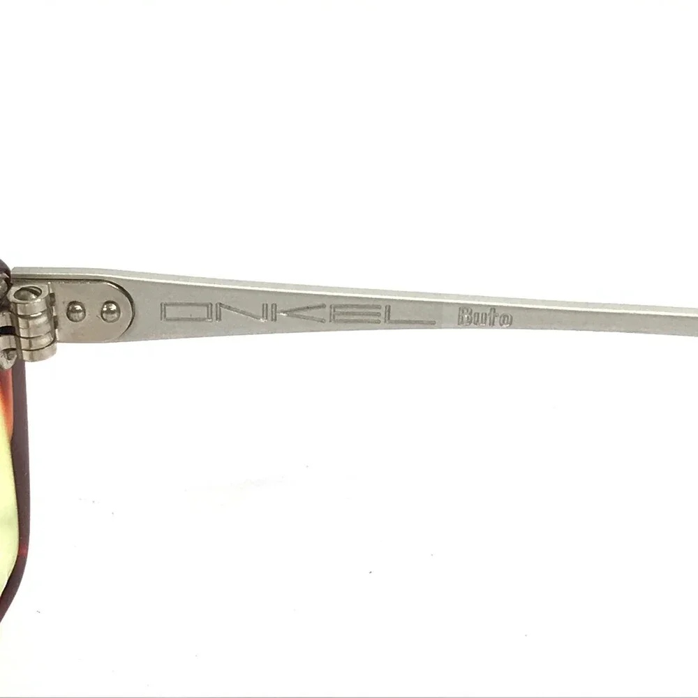 Onkel Eyeglasses Frames Buto Col. 31 Red on Green Silver Rectangle 50-15-140